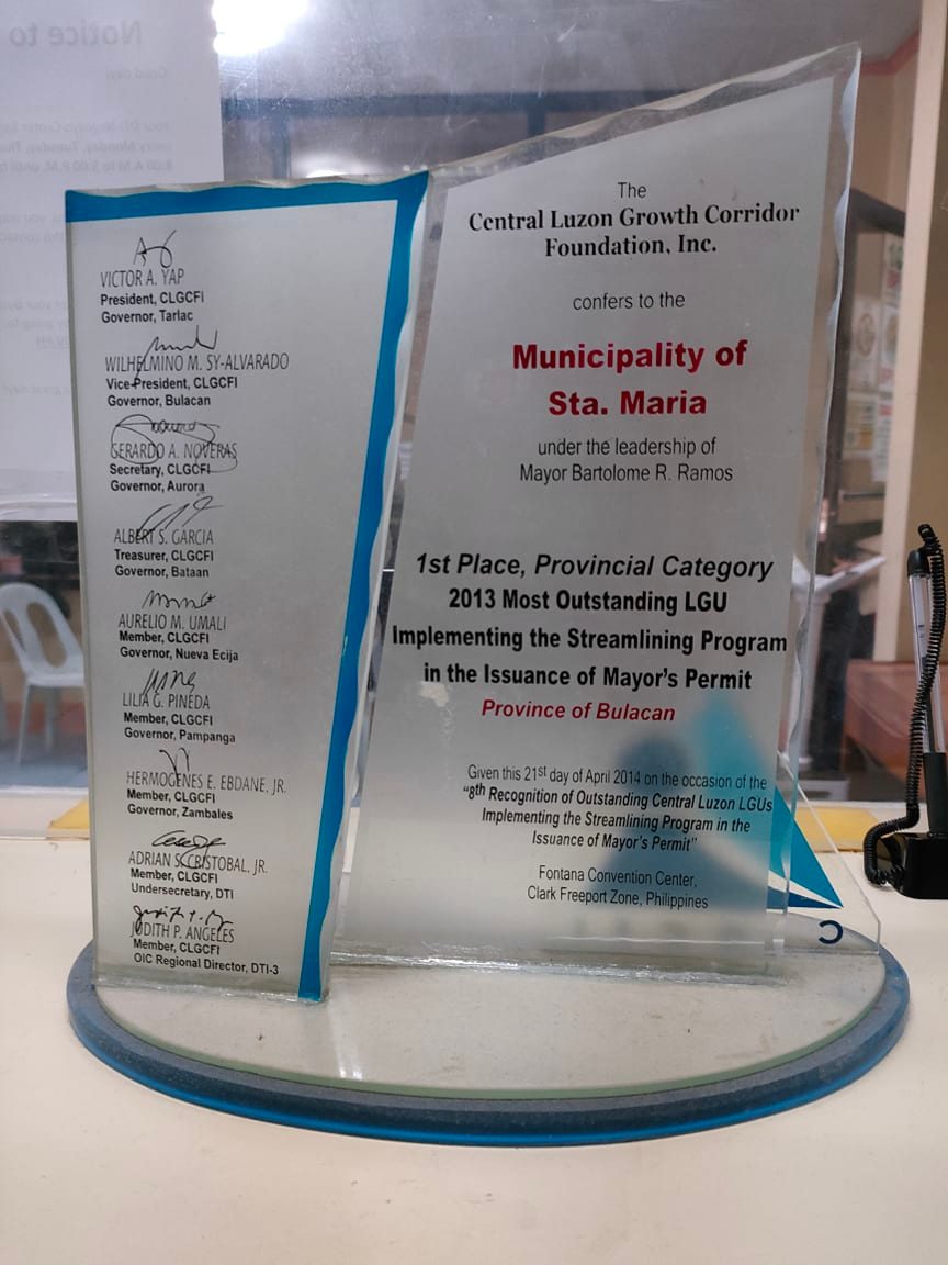 Most Outstanding LGU Implementing the Streamlining Program in the Issuance of Mayor's Permit